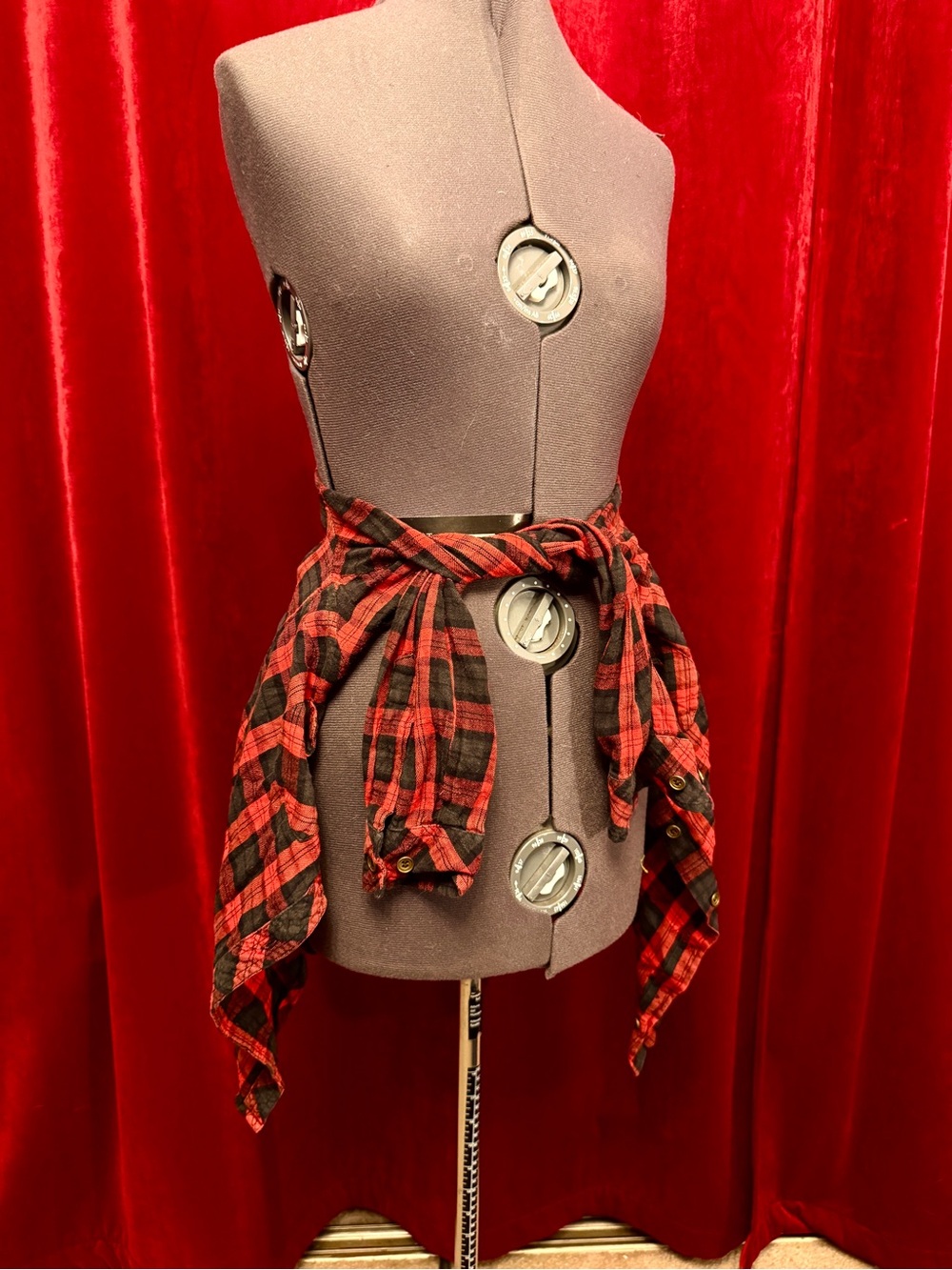 Red and Black Plaid Button-Down Shirt